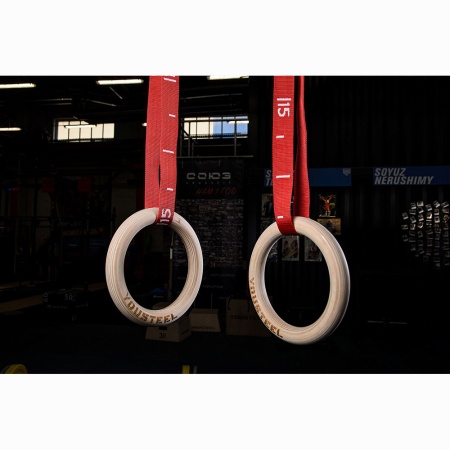 Купить Кольца гимнастические 32 мм красные стропы в Грязи 